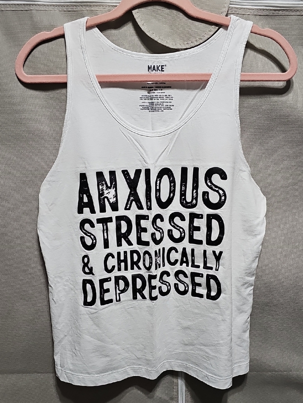 Makers Market White Graphic Tank with Black Text